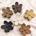 Detailed shot of large matte flower hair claw clips in various elegant earth-tone colors - 6 Pieces/Pack / 6CM Flower - Dark Colors