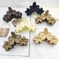 Variety of large matte plumeria flower hair claw clips in assorted neutral earthy tones. - Matte Triple Plumeria (11CM) / 6 Pieces/Pack