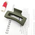 Close-up of a matte olive green rectangular hair claw clip showing its elegant finish. - Hollow Square / Army Green / 8.5cm