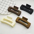 Set of four large matte hair claw clips in earth tones for thick hair styling accessories - 4 Pieces/Pack / 10.5CM Square - 4 Colors