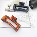 Set of three large plastic hair claw clips in black tortoise and clear finishes - 3 Pieces/Pack / 12.5CM Square - 3 Colors