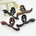 Large matte and glossy hair claw clip set for thick hair in black and tortoiseshell - 13CM Curved Ribbon (4-Piece Set) / 4 Pieces/Pack