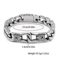 Detail of vintage totem bracelet showing 21cm length and 35.5g weight measurements - Totem Cuban Chain Style / Silver
