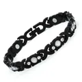 Black magnetic therapy bracelet with crystal rhinestones and detachable X-links - Cross Bracelet (JCSL-QCS) / Black (White Rhinestones)