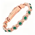 Bracciale magnetico in oro rosa con pietre verdi e strass scintillanti dettaglio - Stile YXMZ Diamante Verde / Oro rosa