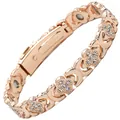 Magnetarmband in Roségold mit Kleeblatt-Design und funkelnden Strasssteinen für Damen - Vierblättriges Kleeblatt-Strass-Stil (SYC) / Roségold