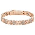 Elegante bracciale magnetico a quadrifoglio in oro rosa con strass chiari e brillanti - Stile Trifoglio / Oro rosa