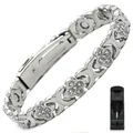 Elegante bracciale magnetico a quadrifoglio argento per donna con strass e attrezzo - Stile Trifoglio / Con Regolatore / Argento