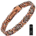 Bracciale magnetico in rame con trifoglio di cristallo e attrezzo per regolare le maglie - Stile Trifoglio / Con Regolatore / Rame antico