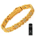 Elegante bracciale magnetico a quadrifoglio dorato con strass e strumento di rimozione - Stile Trifoglio / Con Regolatore / Oro