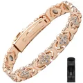 Bracciale magnetico a quadrifoglio in oro rosa con cristalli e strumento di rimozione - Stile Trifoglio / Con Regolatore / Oro rosa