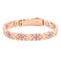 Elegante bracciale magnetico a quadrifoglio in oro rosa con strass viola per donna - Stile Trifoglio / Oro Rosa Viola Zircone