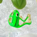 Unique green enamel tree frog open ring with adjustable gold-plated band for women - Tree Frog Style (QW-JZ) / Green