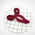 Burgundy flocked velvet bow hair claw clip on a grid pattern plate - Large Bow Style / 13cm / Burgundy