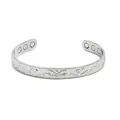 Vintage silbernes Magnetarmband mit Blumenmuster Gravur für Damen - 01 Armreif / Silber