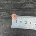 Small pink rhinestone magnetic stud earring shown against a metal ruler for size reference - Single (Small) / Gold Pink Stone