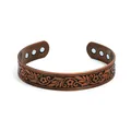 Vintage Magnetarmband aus Kupfer mit Blumengravur für Damen und Herren im Retro-Stil - 06 Armreif / Antikes Rotkupfer