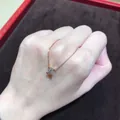 Elegant rose gold titanium steel necklace with a classic four-prong solitaire diamond - Necklace / Rose Gold
