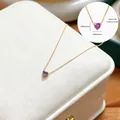 Elegant purple heart-shaped birthstone pendant necklace on gold stainless steel chain - February Violet