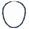 Close-up detail of a triple protection necklace with blue tiger eye and hematite beads - 10mm Beads / Blue Tiger Eye (Style 3)