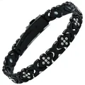 Elegantes schwarzes Magnettherapie-Armband mit blattförmigen Anhängern und Kristallen - Vierblättriger Kleeblatt-Stil (SYC) / Schwarz