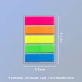 Colorful index tabs sticky notes set, 5 colors, 100 sheets total for school and office use - All Colors Style / Pack of 100 / Fluorescent Colors