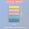 Set of Morandi color sticky notes with 5 colors and 100 sheets total, size 75x50mm - All Colors Style / Pack of 100 / Macaron Color