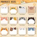 Tableau des tailles détaillé pour les notes autocollantes chat avec 12 designs et dimensions - Chat Rond / 1本装