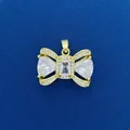 Elegant gold-plated bow pendant with sparkling cubic zirconia stones for DIY jewelry - Golden Butterfly Bow Style (707) / Pendant Only (Without Chain) / Gold