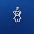 Sparkling bear pendant with heart-shaped bow and crystal stones - Full Rhinestone Bear Style (708) / Pendant Only (Without Chain) / Silver
