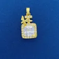 Elegant gold square crystal pendant featuring delicate butterfly accents, DIY jewelry accessory. - Square Stone Butterfly Decor Style (709) / Pendant Only (Without Chain) / Gold