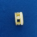 Gold three-layer accessory pendant with white enamel and sparkling clear zirconia stones - Golden Three-Layer Enamel Style (712) / Pendant Only (Without Chain) / Gold