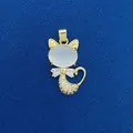 Elegant gold-plated cat pendant with white opal and sparkling crystal accents for DIY jewelry - Cat Style (713) / Pendant Only (Without Chain) / Gold