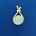 Elegant gold money bag pendant featuring iridescent green stone and crystal accents - Fortune Bag Style (714) / Pendant Only (Without Chain) / Gold