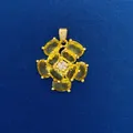 Floral gold-plated pendant featuring oval yellow crystals and a white center stone - Flower Shape Style (721) / Pendant Only (Without Chain) / Gold