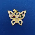 Elegant butterfly pendant with colorful marquise stones and clear cubic zirconia pavé. - Colorful Rhinestone Butterfly Style (726) / Pendant Only (Without Chain)