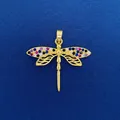 Exquisite gold-plated dragonfly pendant with colorful zircon stones for DIY jewelry - Colorful Rhinestone Hollow Dragonfly Style (727) / Pendant Only (Without Chain)
