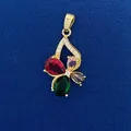 Luxury gold-plated pendant featuring colorful red green and purple crystal gemstones - Multi-Colored Gemstone Combination Style (731) / Pendant Only (Without Chain)