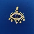 Gold-toned Evil Eye pendant with blue and white crystals for DIY jewelry making - Gold-Toned Evil Eye Style (732) / Pendant Only (Without Chain)