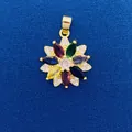Elegant colorful marquise-cut gemstone flower pendant in gold plating for DIY jewelry - Floral Pendant (734) / Pendant Only (Without Chain) / Colorful