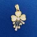 Gold-tone clover pendant with white heart stones and dangling zircon star accents - Clover Tassel Pendant (735) / Pendant Only (Without Chain) / Gold