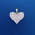 Elegant silver heart-shaped sparkling crystal pendant in claw setting for DIY jewelry - Transparent Heart Pendant (737) / Pendant Only (Without Chain) / Clear