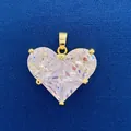 Elegant heart-shaped clear crystal pendant with polished gold setting for DIY jewelry. - Claw Set Heart Pendant (741) / Pendant Only (Without Chain) / Clear