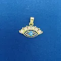 Exquisite evil eye pendant with blue and clear crystals in high-quality gold finish - Evil Eye Style (754) / Pendant Only (Without Chain) / Gold