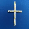 Elegant gold plated cross pendant with rectangular cubic zirconia stones - Rhinestone Cross Style (759) / Pendant Only (Without Chain) / Gold
