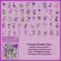 50 Stück romantische lila Blumen PET-Sticker für DIY Journal Deko und Scrapbooking - Violettes Bluemenmeer / 50 Blatt