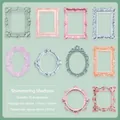 Vintage PET frame stickers set with 10 colorful hollow lace designs for journals - Floating Light (W829) / 10 Sheets Set