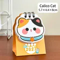 Adorable 2027 calico cat mini desk calendar for students and office decor, 5.7x4.4x8cm - Calico Cat / 5.7x4.4x8cm