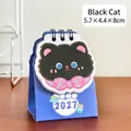Cute 2027 mini desk calendar with cartoon black cat design for student desktop decor - Black Cat / 5.7x4.4x8cm