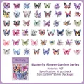 Vintage PET Schmetterling Aufkleber Set mit Blumendesigns für Scrapbooking, 50 Stück - Schmetterlings-Blumenserie / 50 Blatt